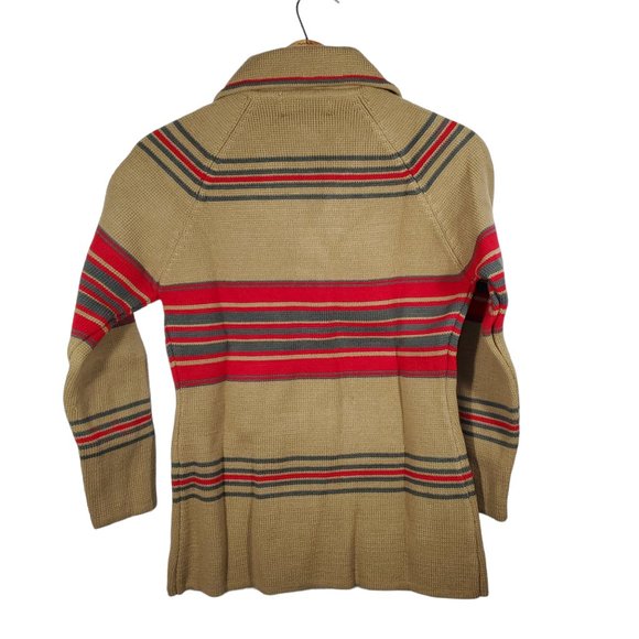 VTG 70s Full Fashioned Heavy Knit Cardigan Sweater Stripes Coat Academia Granny - Picture 3 of 4